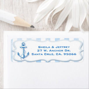 Blue Sailing Anchor Nautical Wedding Address