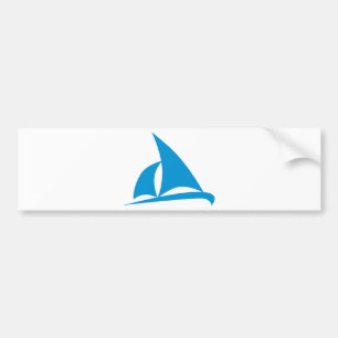 Blue sailing boat bumper sticker