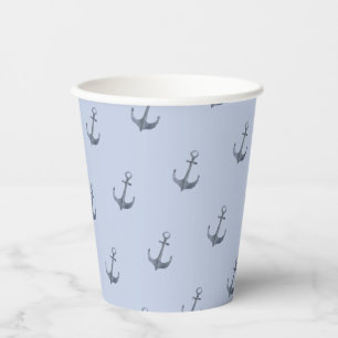 Blue Sailing Theme Anchor   Baby Shower Paper Cups