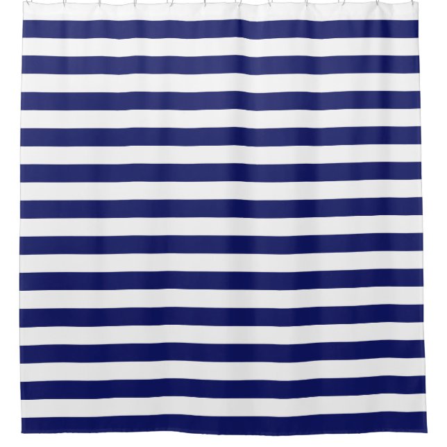 Blue Sailor Stripe (large scale) Shower Curtain (Front)