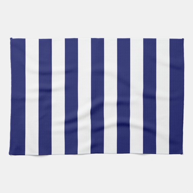 Blue Sailor Stripe (large scale) Tea Towel (Horizontal)