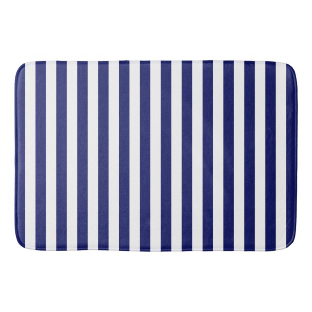 Blue Sailor Stripe (small scale) Bath Mat (Front)