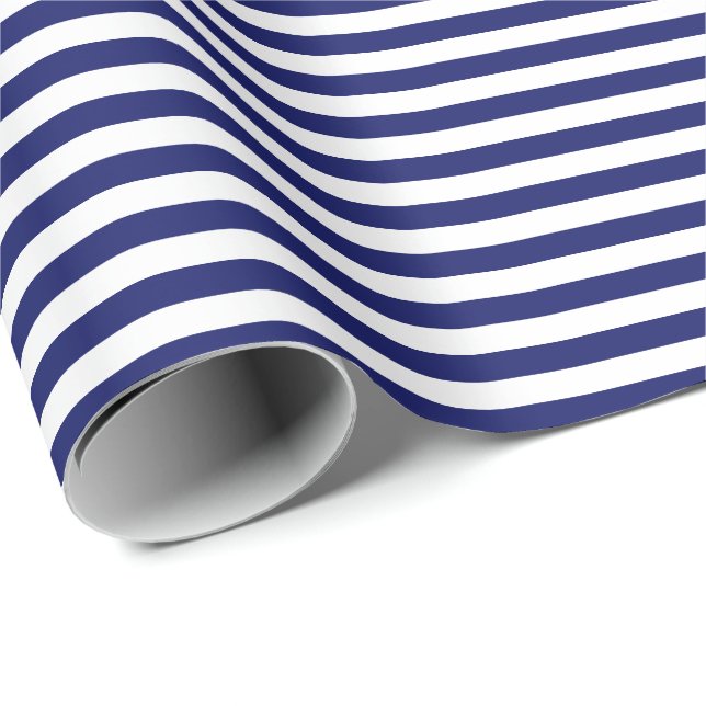 Blue Sailor Stripe (small scale) Wrapping Paper (Roll Corner)