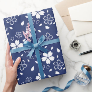 Blue Sakura Pattern Wrapping Paper