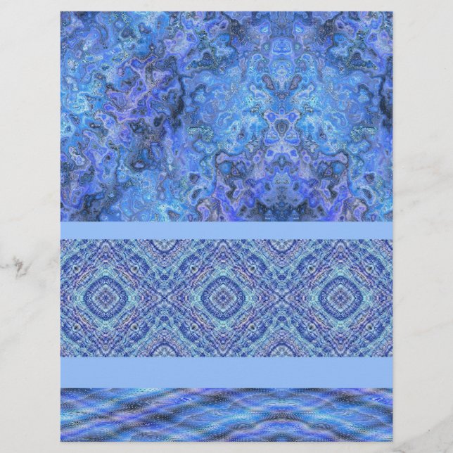 Blue Sampler Bulk Scrapbook Paper Pages (Front)