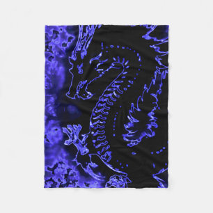 Blue Samurai Spirit Dragon Blanket