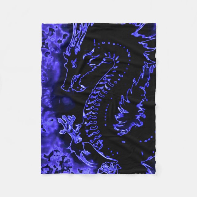 Blue Samurai Spirit Dragon Blanket (Front)