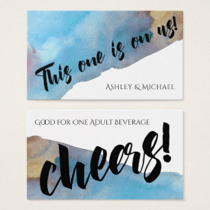 Blue/Sand Abstract Beach Watercolor Drink Tickets