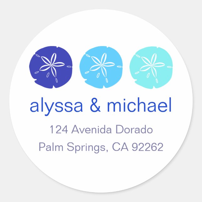 Blue Sand Dollar Address Labels (Front)