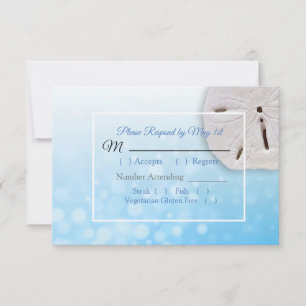 Blue Sand Dollar Oceanic Wedding RSVP card