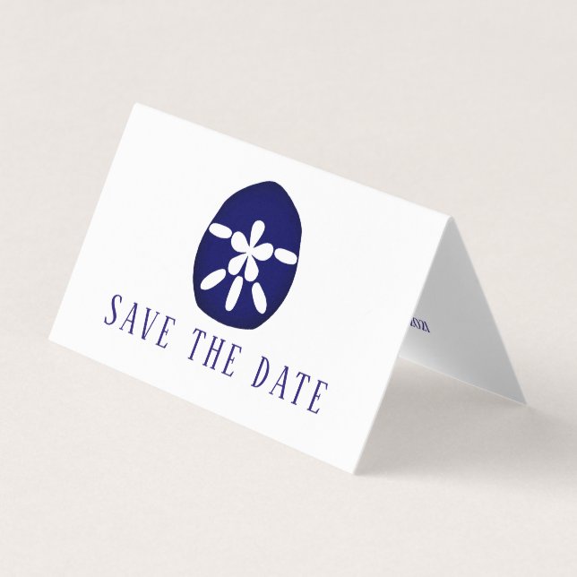 Blue Sand Dollar, Photo Save The Date Card (Front)