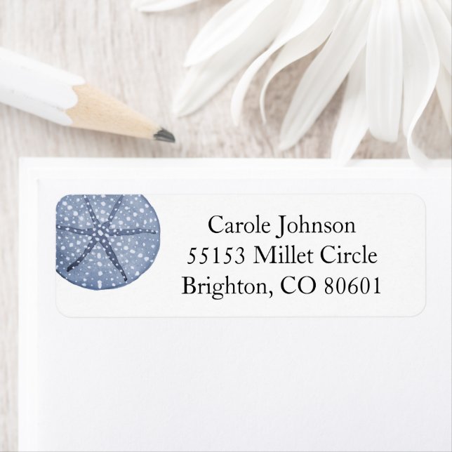 Blue Sand Dollar Return Address Label (Insitu)