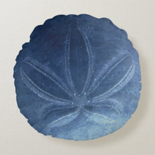 Blue Sand Dollar Round Pillow