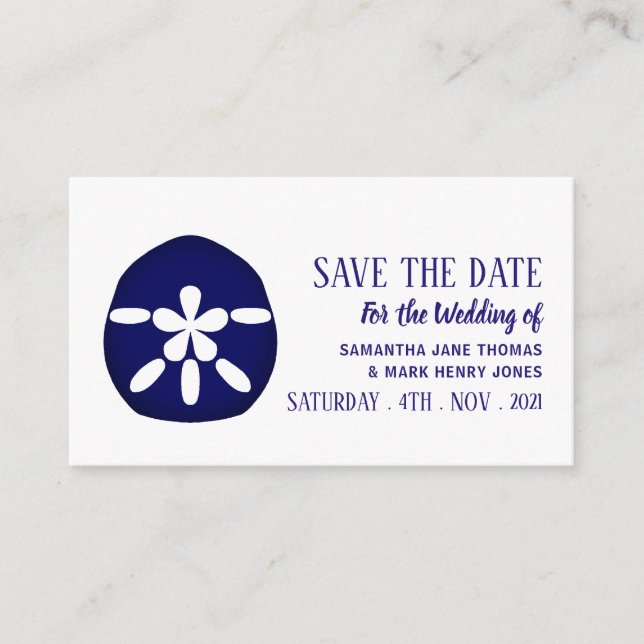 Blue Sand Dollar, Save the Date Enclosure Card (Front)