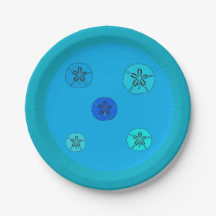 Blue Sand Dollars Paper Plate
