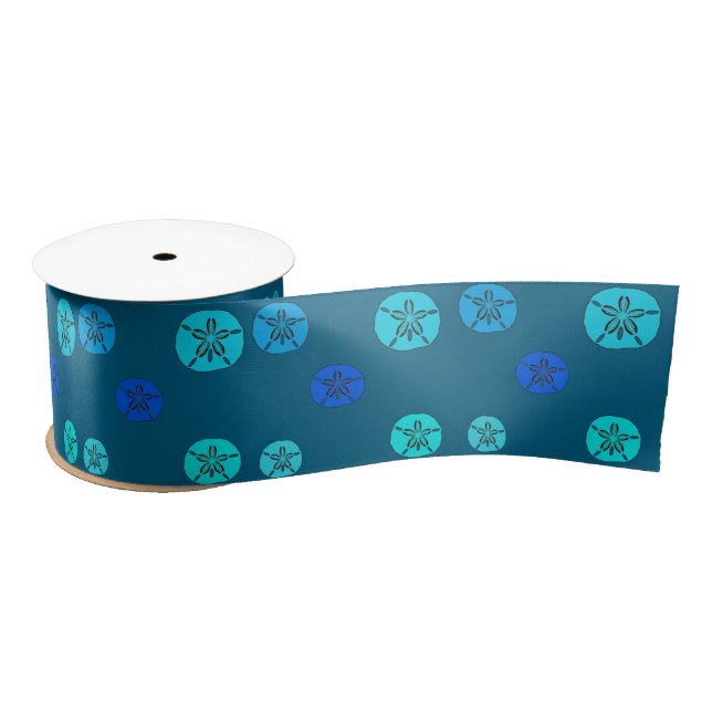Blue sand dollars satin ribbon (Spool)