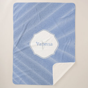 Blue Sand Ripples Monogram Sherpa Blanket