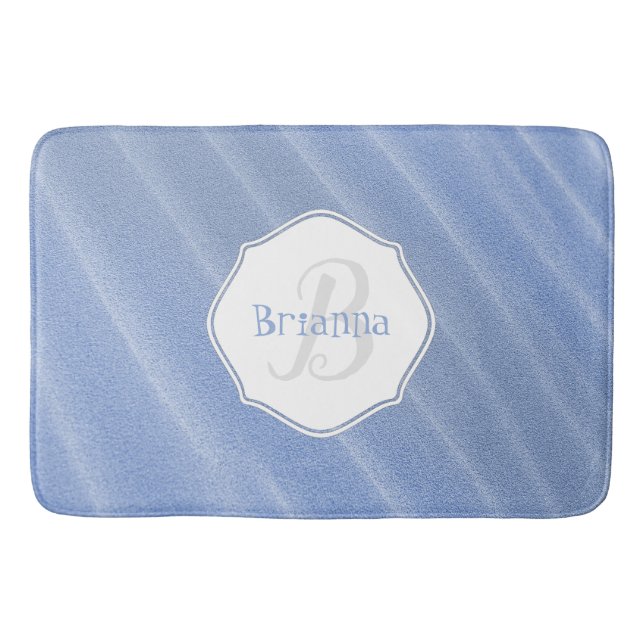 Blue Sand Ripples Personalised Bath Mat (Front)