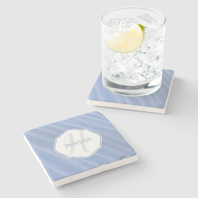 Blue Sand Ripples Personalised Coaster (Side)