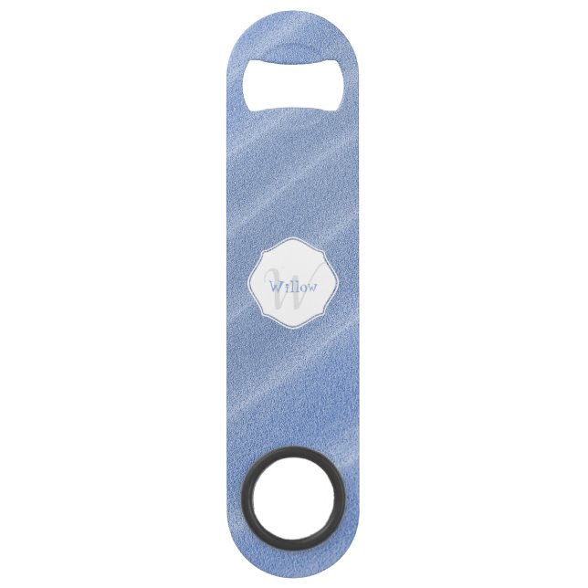 Blue Sand Ripples Personalised Steel Bottle Opener (Front)