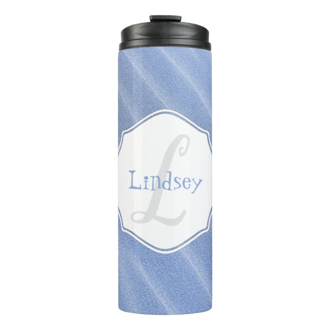 Blue Sand Ripples Personalised Thermal Tumbler (Front)