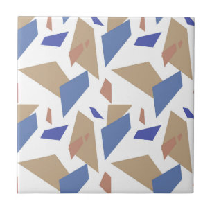Blue Sandy Brown Geometric Shapes Seamless Pattern Tile