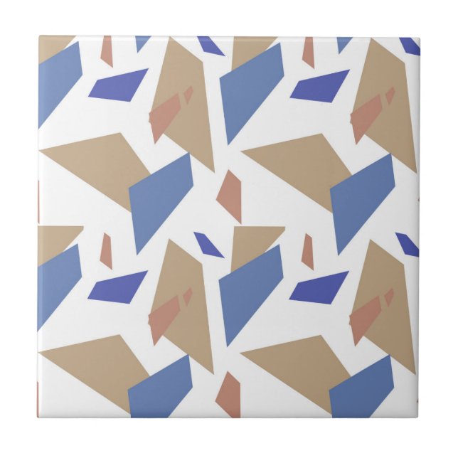 Blue Sandy Brown Geometric Shapes Seamless Pattern Tile (Front)