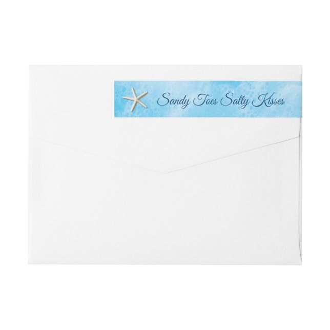 Blue Sandy Toes Salty Kisses Merry Christmas Wrap Around Label (Back)