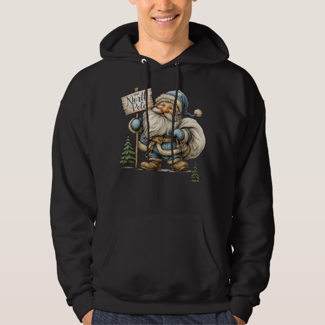 Blue Santa at the North Pole Hoodie (Front)