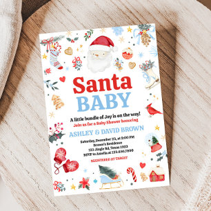 Blue Santa Baby Baby Shower  Invitation