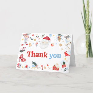 Blue Santa Baby Baby Shower Thank You Card