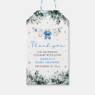 Blue Santa Baby Christmas Clothesline Baby Shower Gift Tags