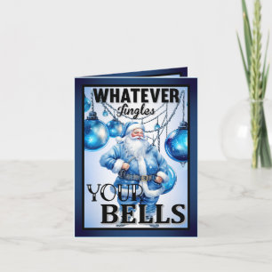 Blue Santa Bells Christmas Thank You Card