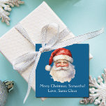 Blue Santa Claus Custom Kids Christmas Party Favour Tags<br><div class="desc">Customise these nostalgic blue Santa Claus party favour tags with your own personalised text with your kids name in white script. This beautiful old fashioned drawing of Santa's red hat and white beard are the perfect holiday tag for your children's presents under the tree on Christmas day.</div>
