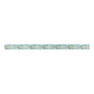 Blue Santa Father Christmas Holiday Satin Ribbon