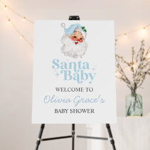 Blue Santa Retro Baby Shower Welcome