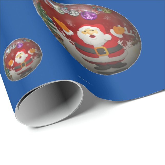 Blue Santa Wrapping Paper (Roll Corner)