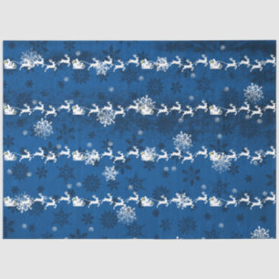 Blue Santa's Sleigh and Reindeer Tissue Paper