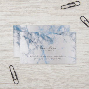 Blue Saphire Silver Metallic Marble Gray Business Card