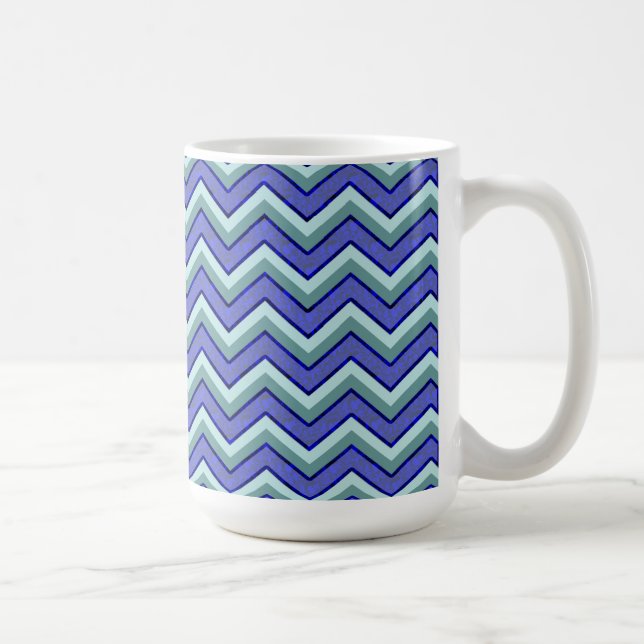 Blue Sapphire Chevron Pattern Coffee Mug (Right)