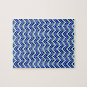 Blue Sapphire Chevron Pattern Jigsaw Puzzle