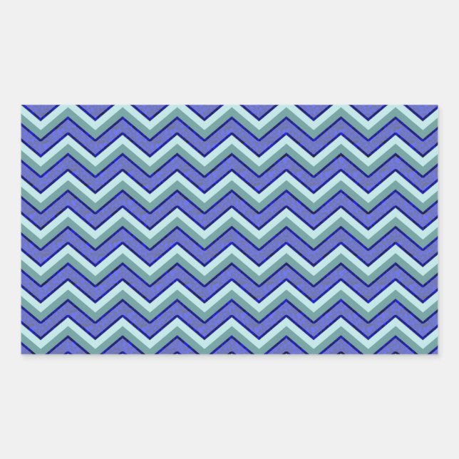 Blue Sapphire Chevron Pattern Rectangular Sticker (Front)