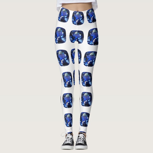 Blue Sapphire Cushion-Cut Pattern Leggings (Front)