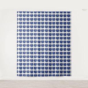 Blue Sapphire Cushion-Cut Pattern Tapestry