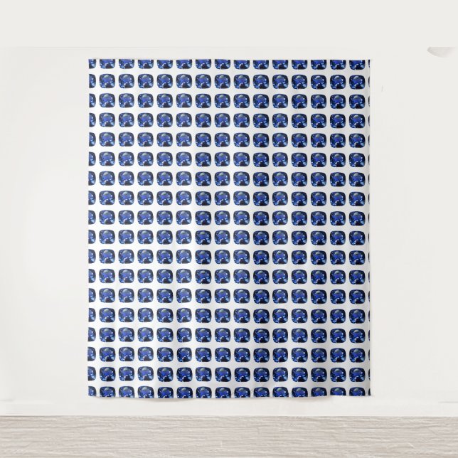 Blue Sapphire Cushion-Cut Pattern Tapestry (Front)