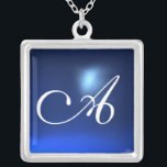 Blue Sapphire Gem  Monogram Silver Plated Necklace<br><div class="desc">Elegant and unique design  with gemstone. Very accurated nurbs modelling and rendering in 3D Studio Max by Bulgan Lumini .Part from series Hyper Talismans.</div>