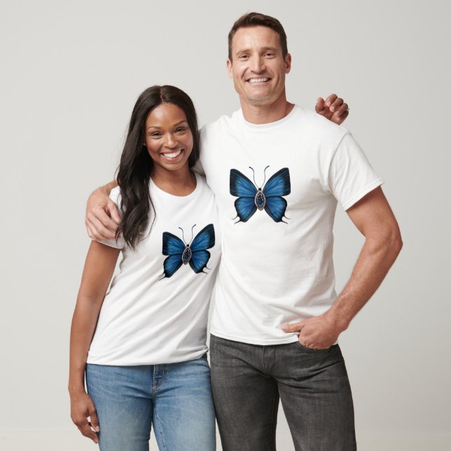 Blue Sapphire Gemstone Butterfly - Peacock Royal T-Shirt (Unisex)