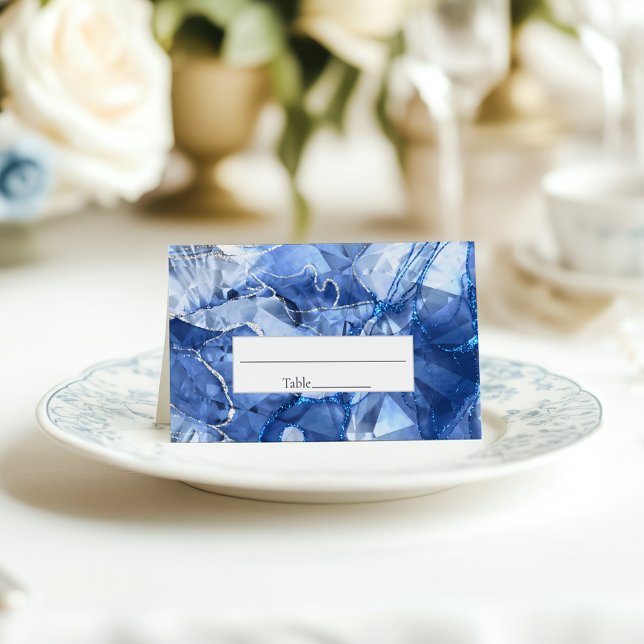 Blue Sapphire Gemstone Cut Wedding Place Card (Creator Uploaded)
