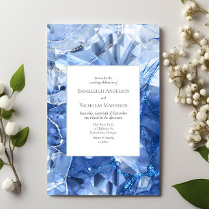 Blue Sapphire Gemstone Illusion Wedding Invitation
