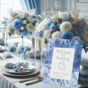 Blue Sapphire Gemstone Wedding Pedestal Sign